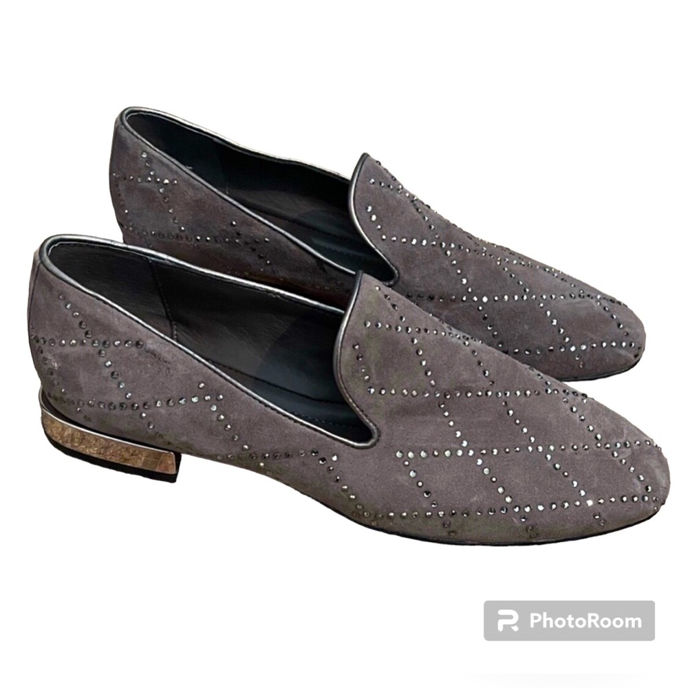 New! Donald Pliner Diamond Studded Patterned Suede Loafer Size 8.5